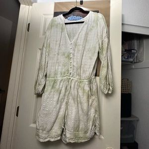 Aerie light wash green romper (L)